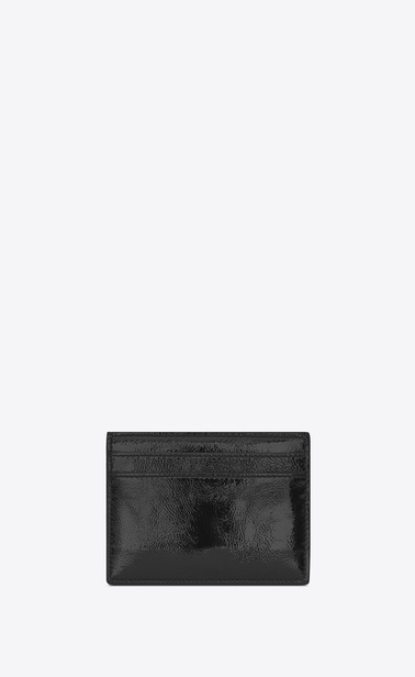 SAINT LAURENT Monogram SLG Man credit card case in black patent leather b_V4